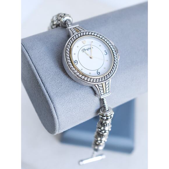 Brighton Solana Heights Charm Watch Two Tone Gold Silver Toggle Clasp 7-8" Works - Picture 3 of 9